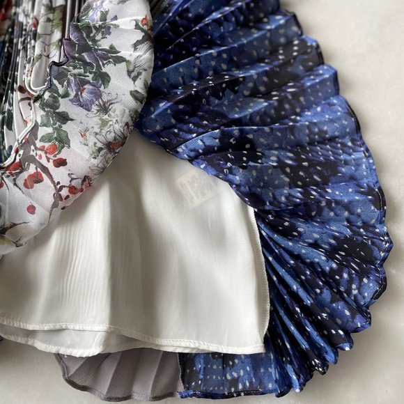 Rebecca Taylor Mixed Pattern Print Dress with Pleated Skirt - Picture 10 of 16